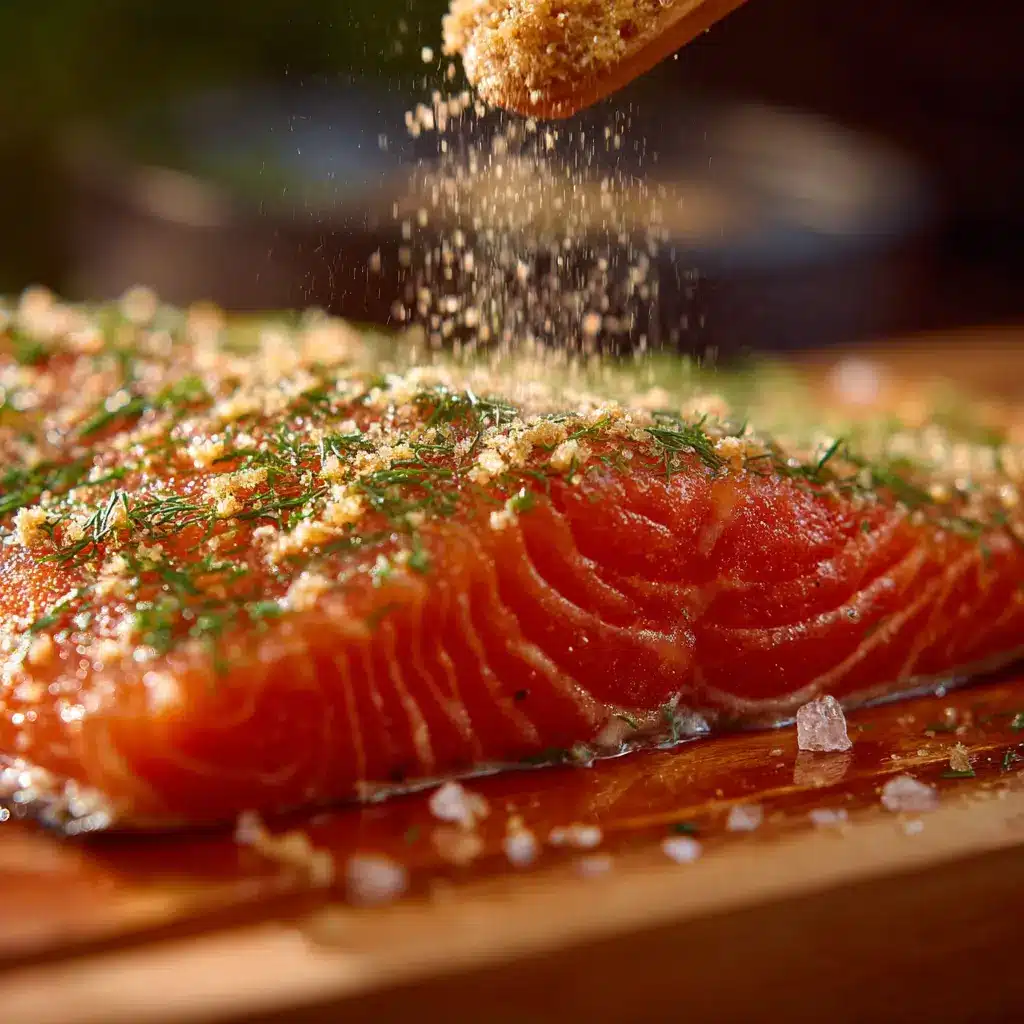 Best rub for smoked salmon being applied to fresh fillet