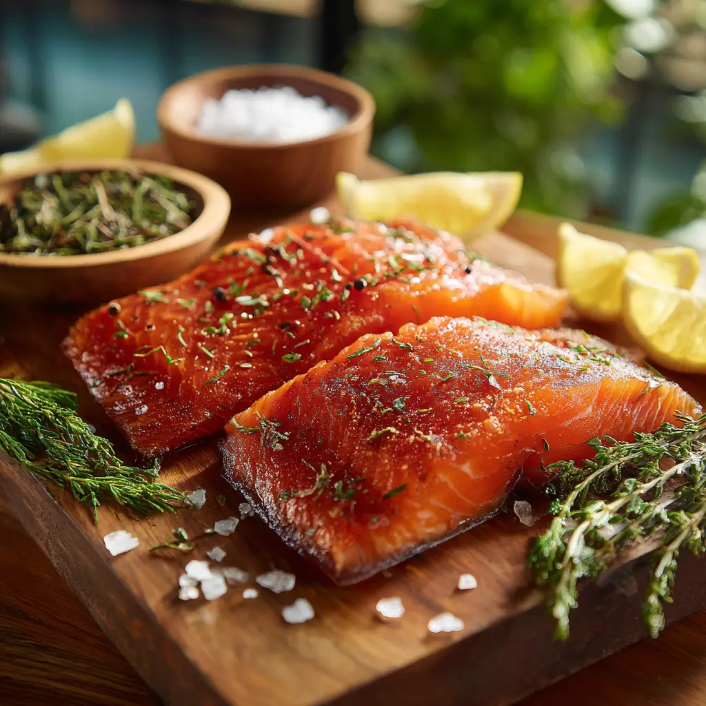 how to smoke salmon at home on a wooden board