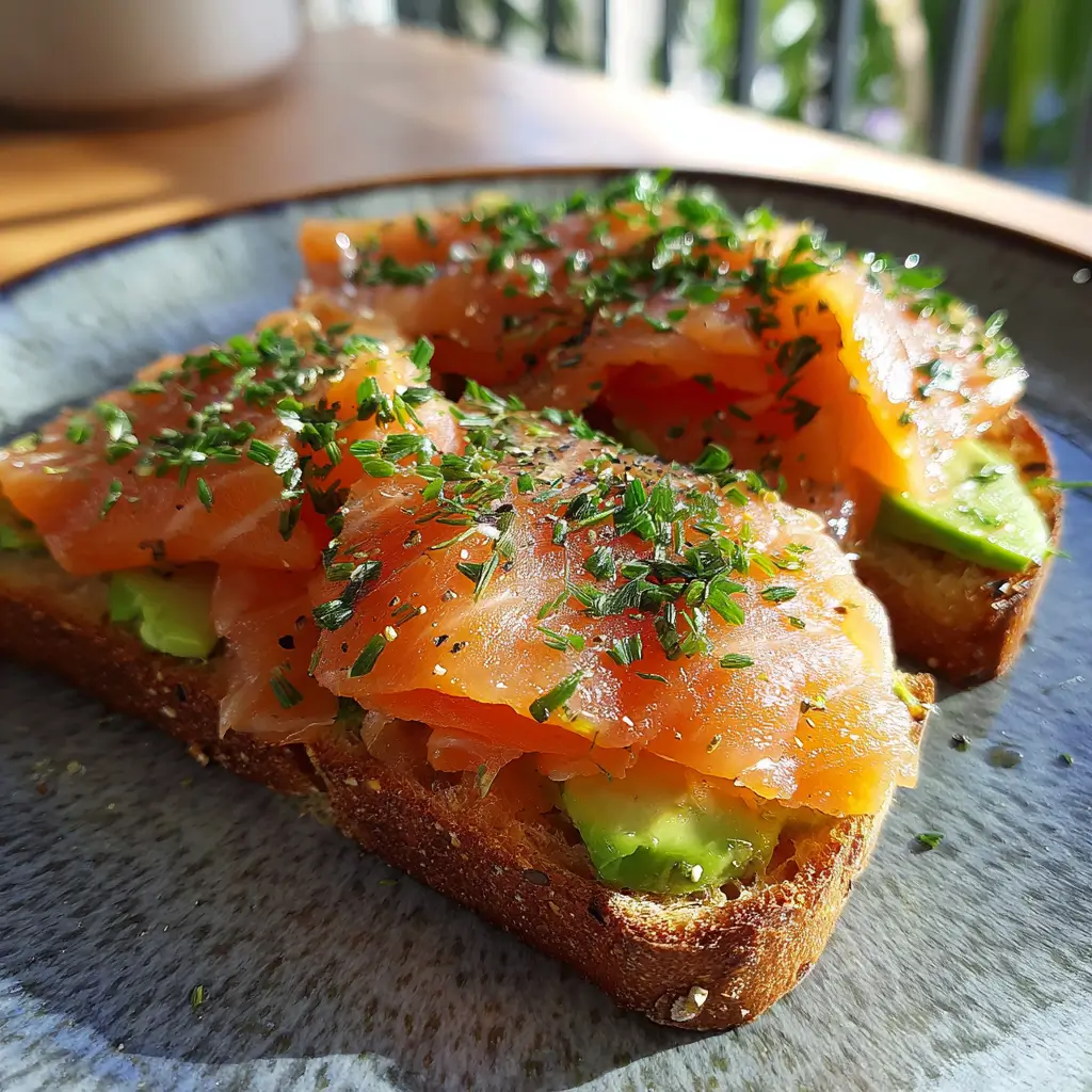 what is lightly smoked salmon served on avocado toast