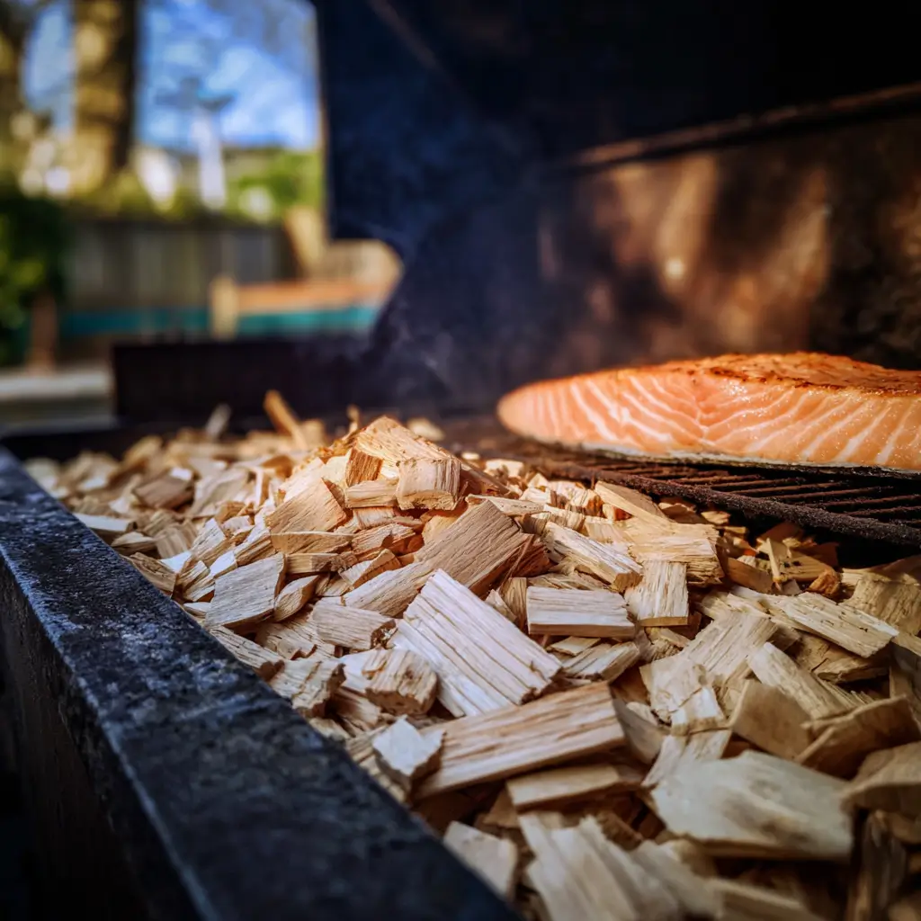 Preparing wood chips for the best wood for smoking salmon