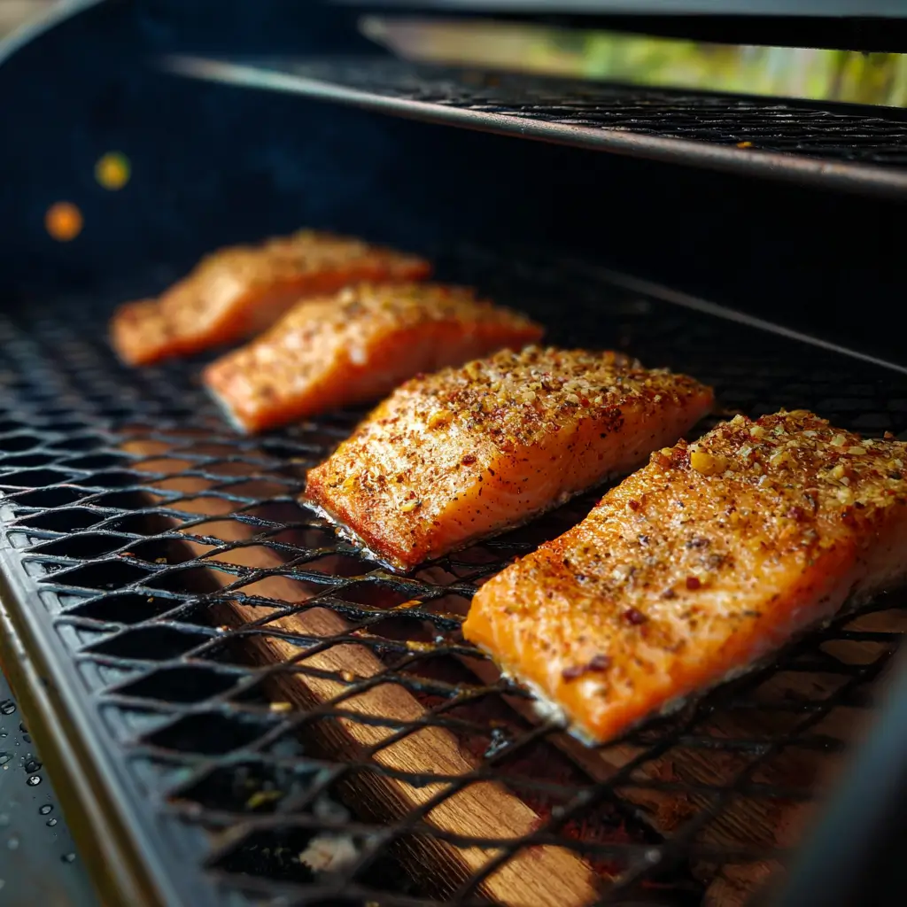 salmon fillets smoking process hot smoked