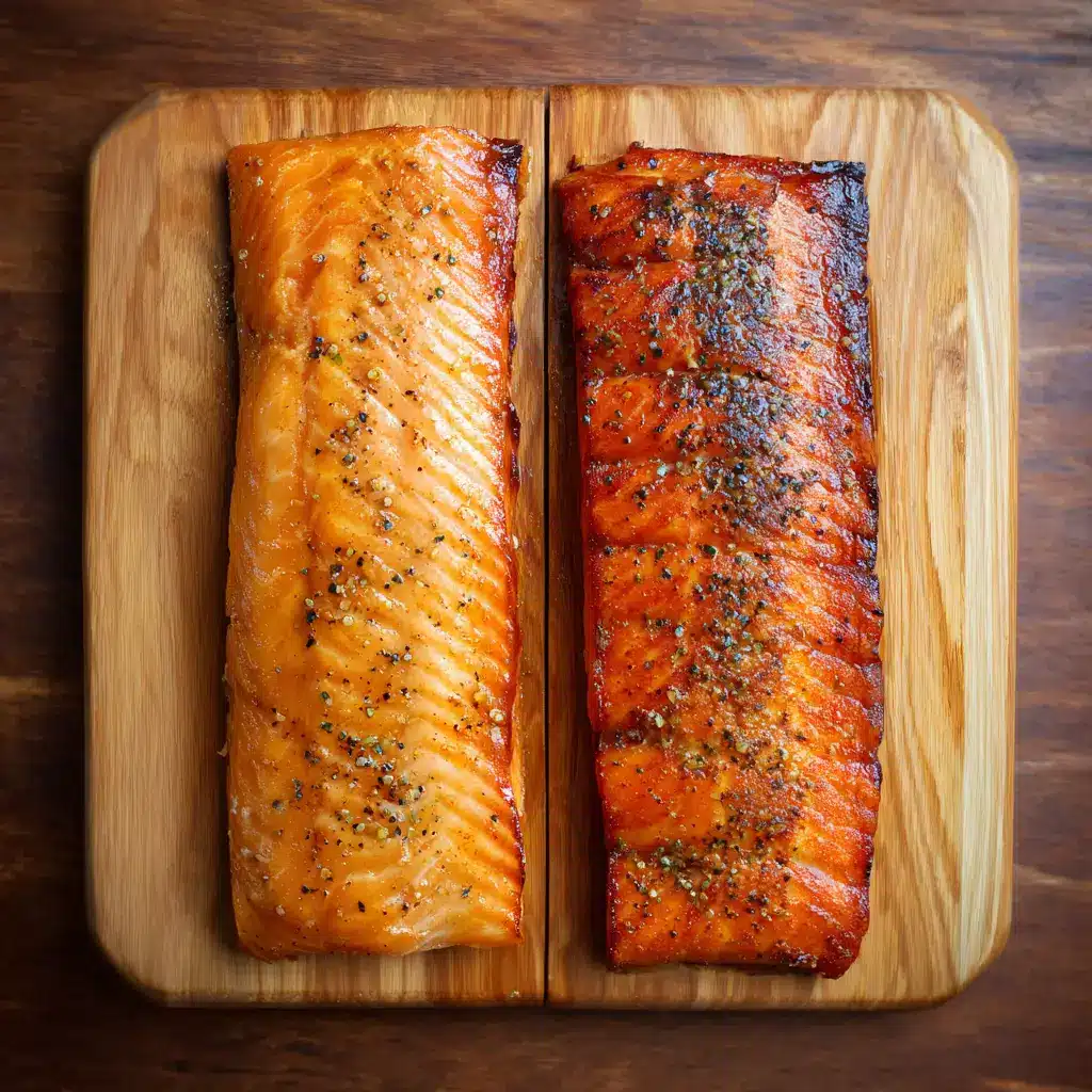 lightly smoked vs fully smoked salmon comparison board
