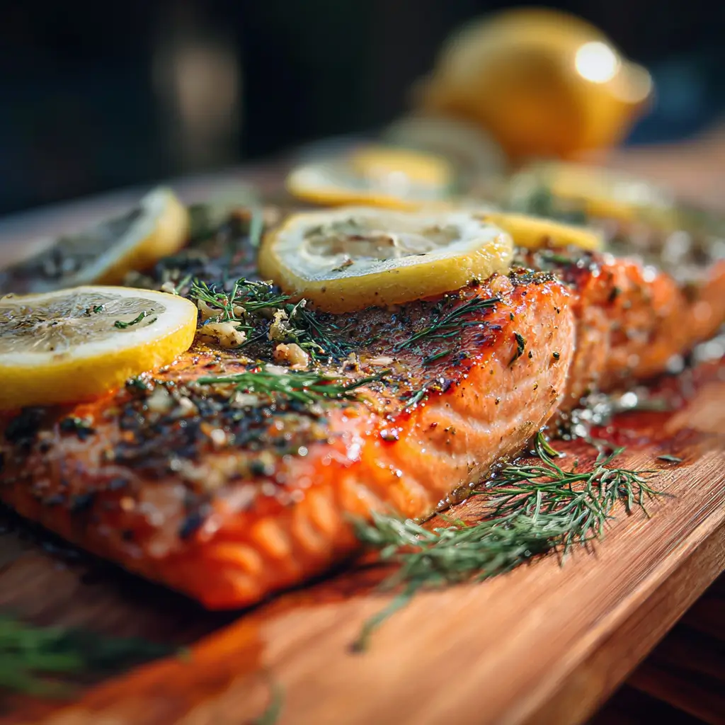 Traeger lemon dill smoked salmon fresh off the Traeger grill