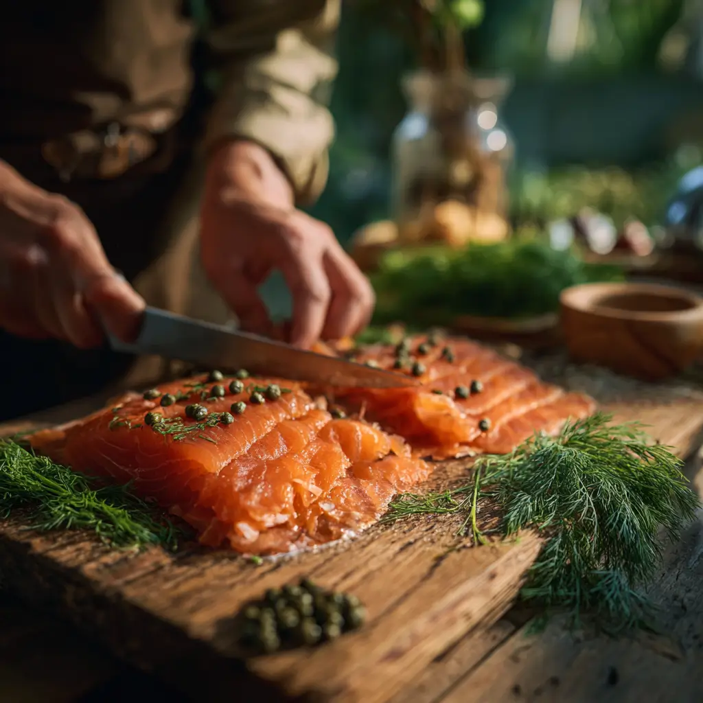 Homemade cold smoked salmon recipe preparation