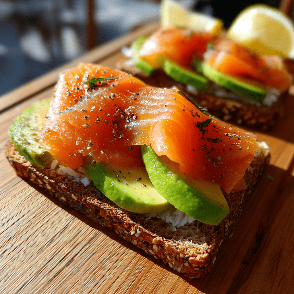 open-faced low calorie smoked salmon breakfast toast