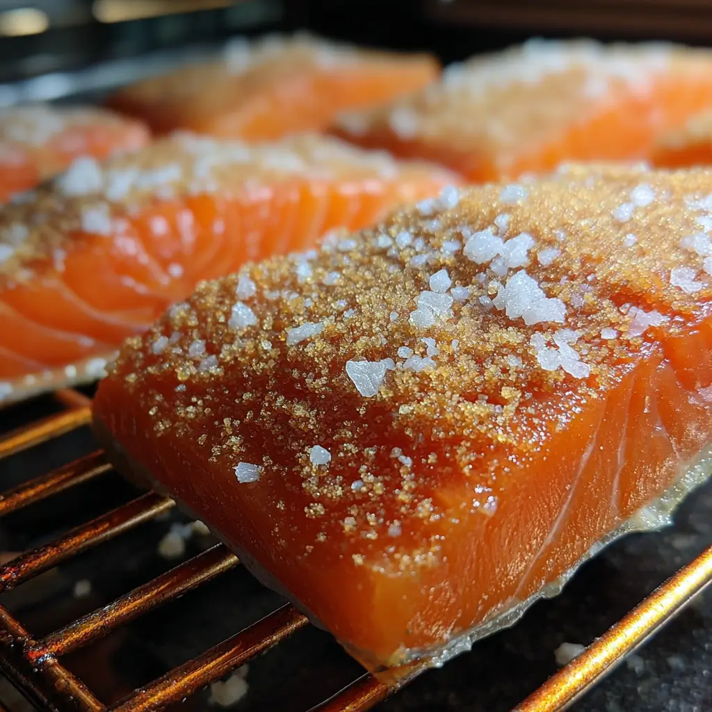 preparing salmon before smoking at 200°F