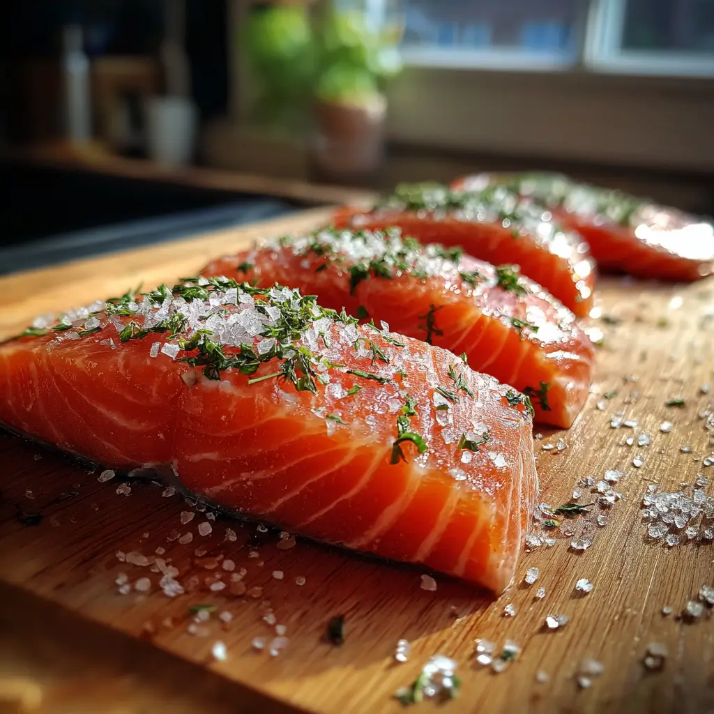 Preparing salmon fillet for hot smoked salmon recipe