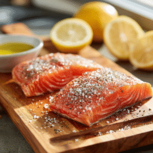 Seasoning fresh salmon fillets for home smoking