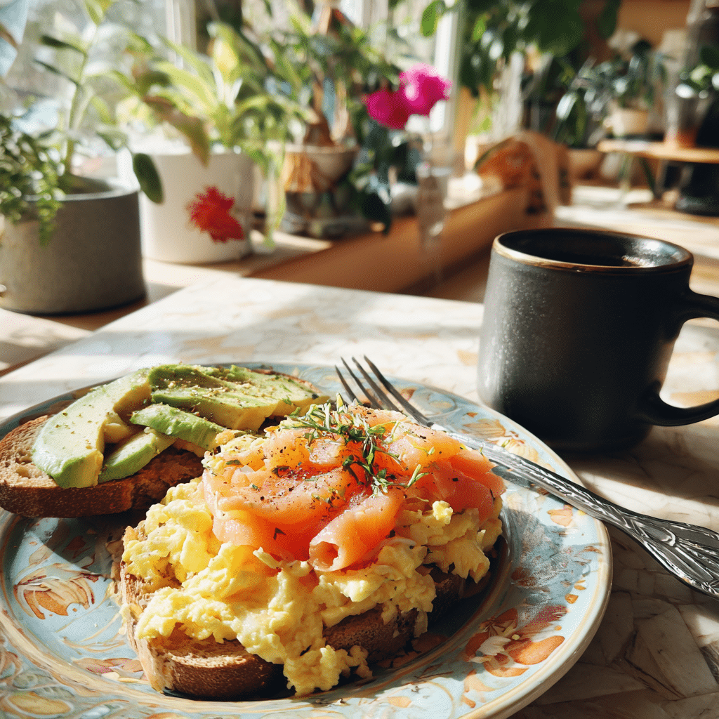 smoked salmon egg white scramble breakfast