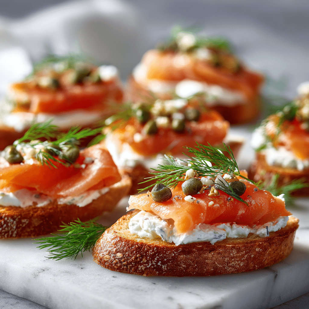 lightly smoked salmon on toast with cream cheese