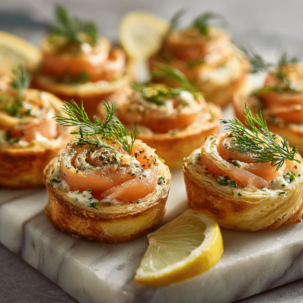 Smoked Salmon Pinwheel Appetizers: A Flavorful and Elegant Party Favorite 4 Served smoked salmon pinwheel appetizers with lemon and dill