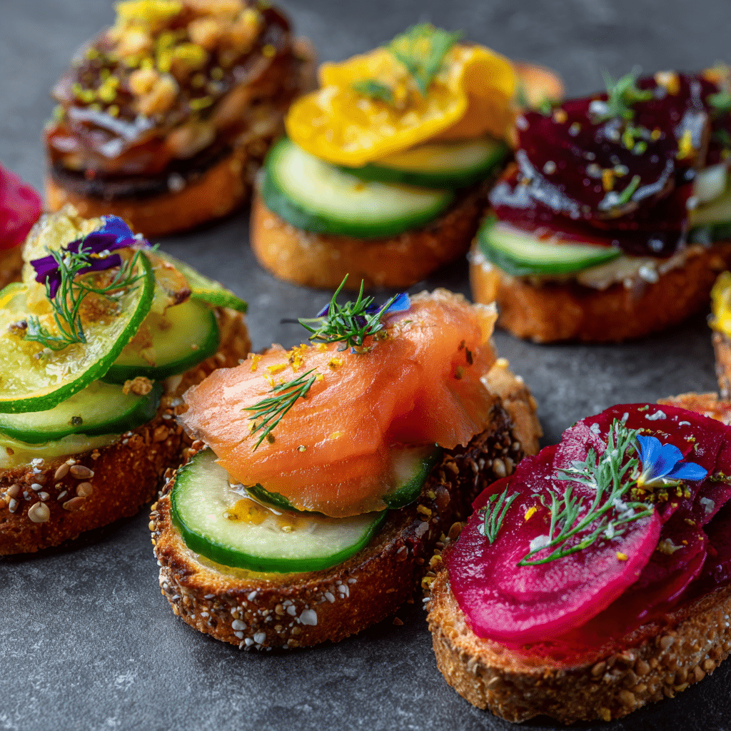 seasonal smoked salmon cucumber crostini variations