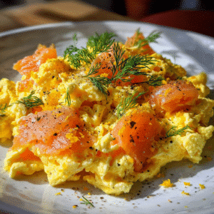 Smoked Salmon Scrambled Eggs with Lemon & Dill — A Bright, Flavorful Morning Dish 2 smoked salmon lemon dill eggs breakfast with lemon and dill