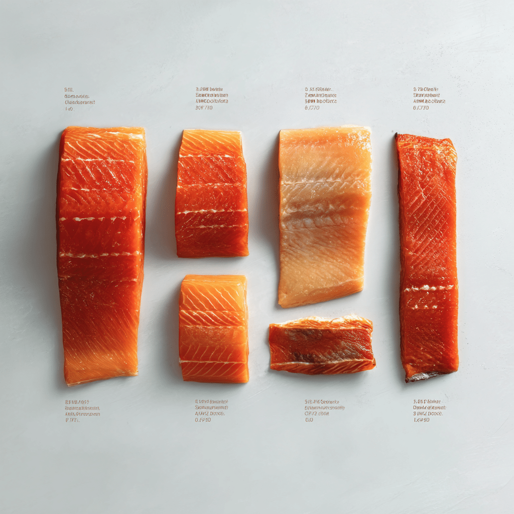 smoked salmon nutrition comparison flat lay