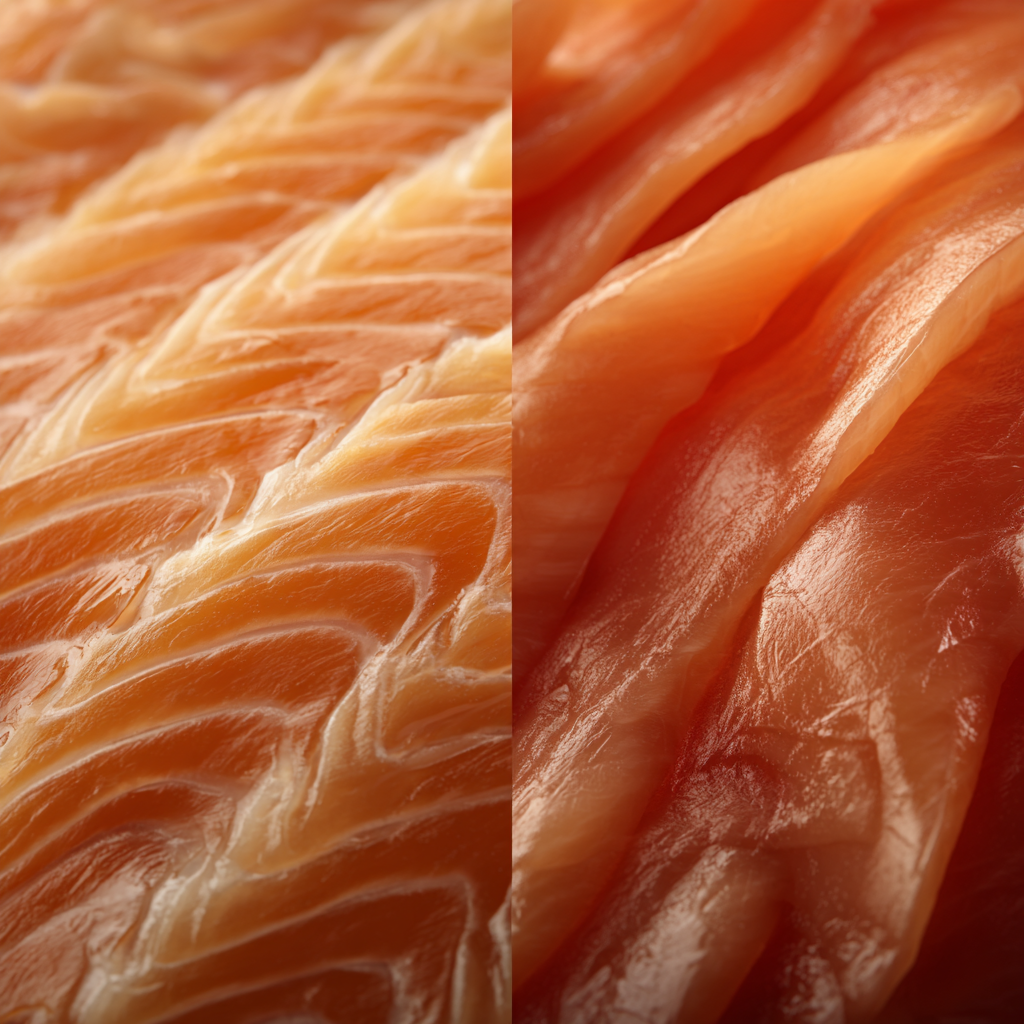 smoked salmon texture difference close up
