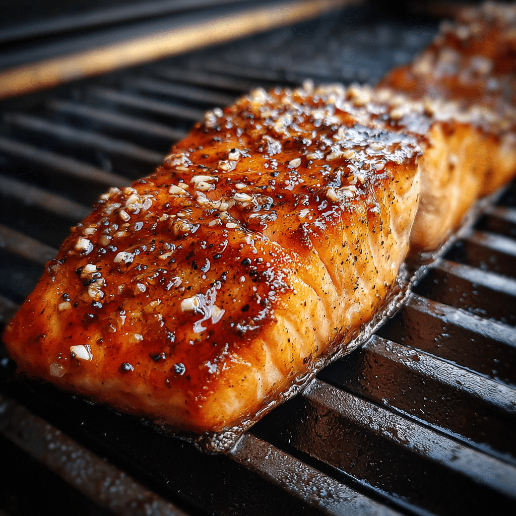 Traeger brown sugar smoked salmon fillet with caramelized glaze