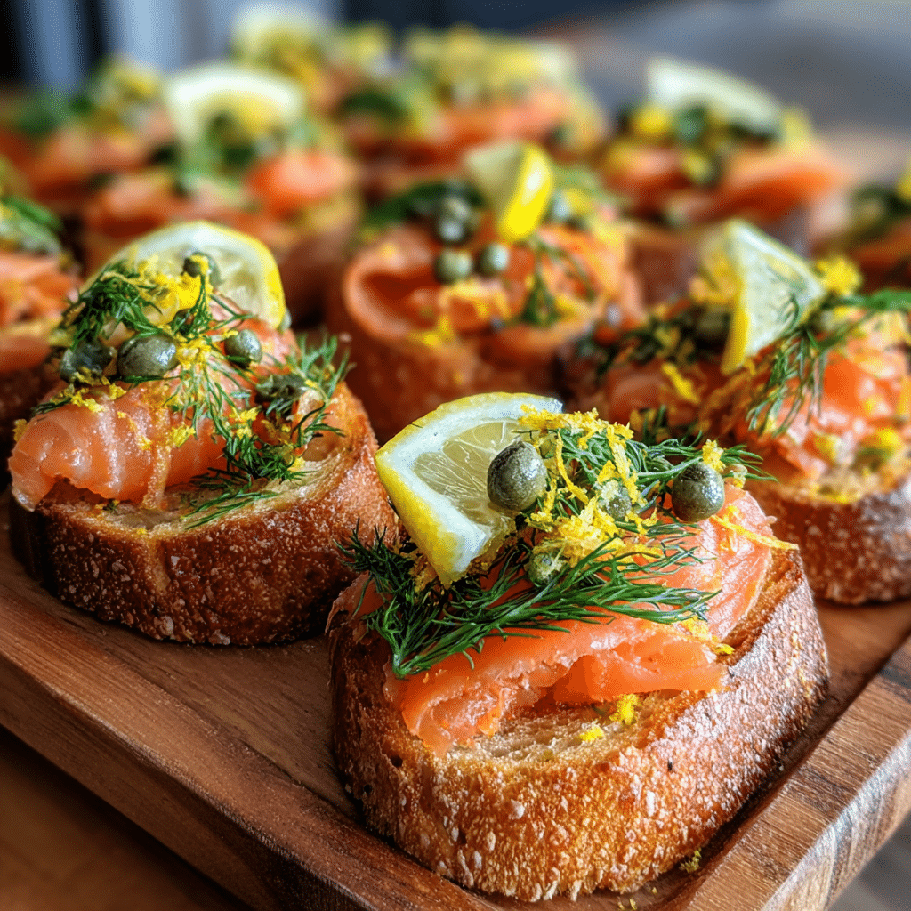 smoked salmon crostini platter toppings